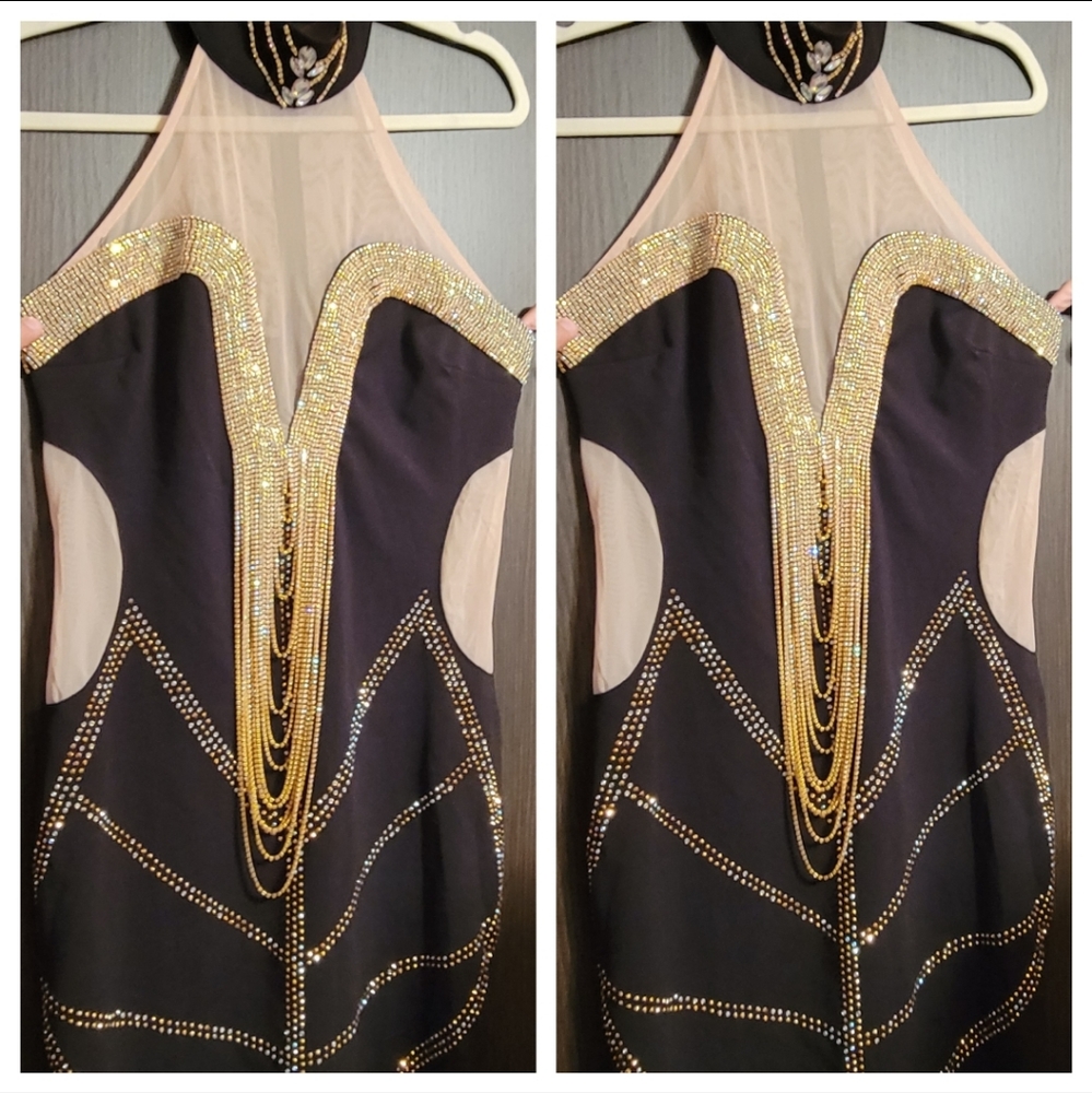 Black dress with gold
